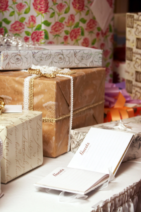Gift presents at a wedding or birthday party